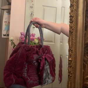Juicy Couture Purse Pink Maroon Embroidered Bag